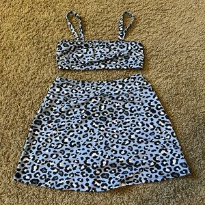 Onzie Purple Leopard Print Sporty Tennis Skirt and Flow Bali Bandeau Top